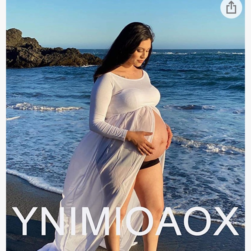 Long sleeve off shoulder dress / Maternity photoshoot dress open in the front